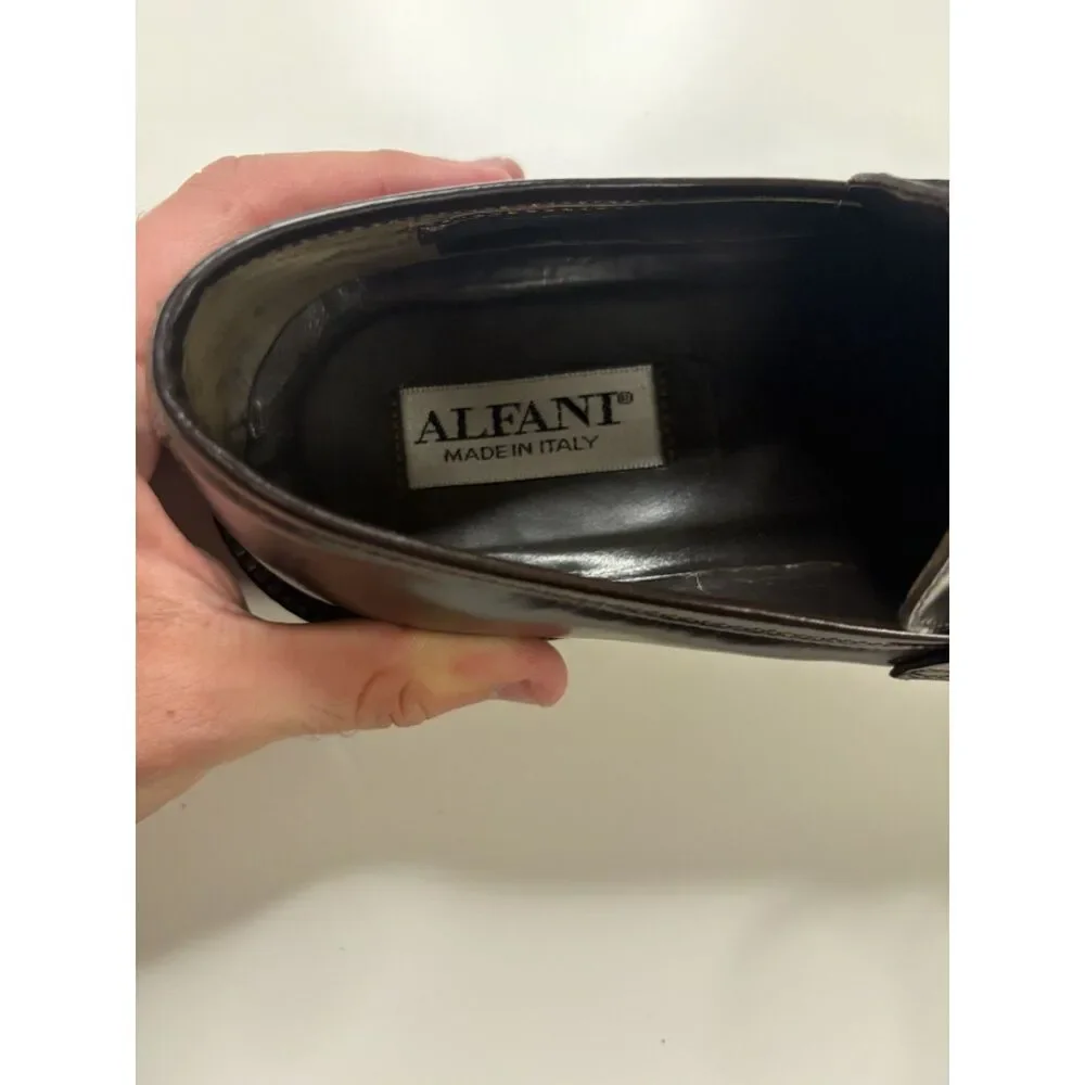 Alfani Brown Leather Buckle Gold Look Shoe Loafers Men's Size 9 Old Money